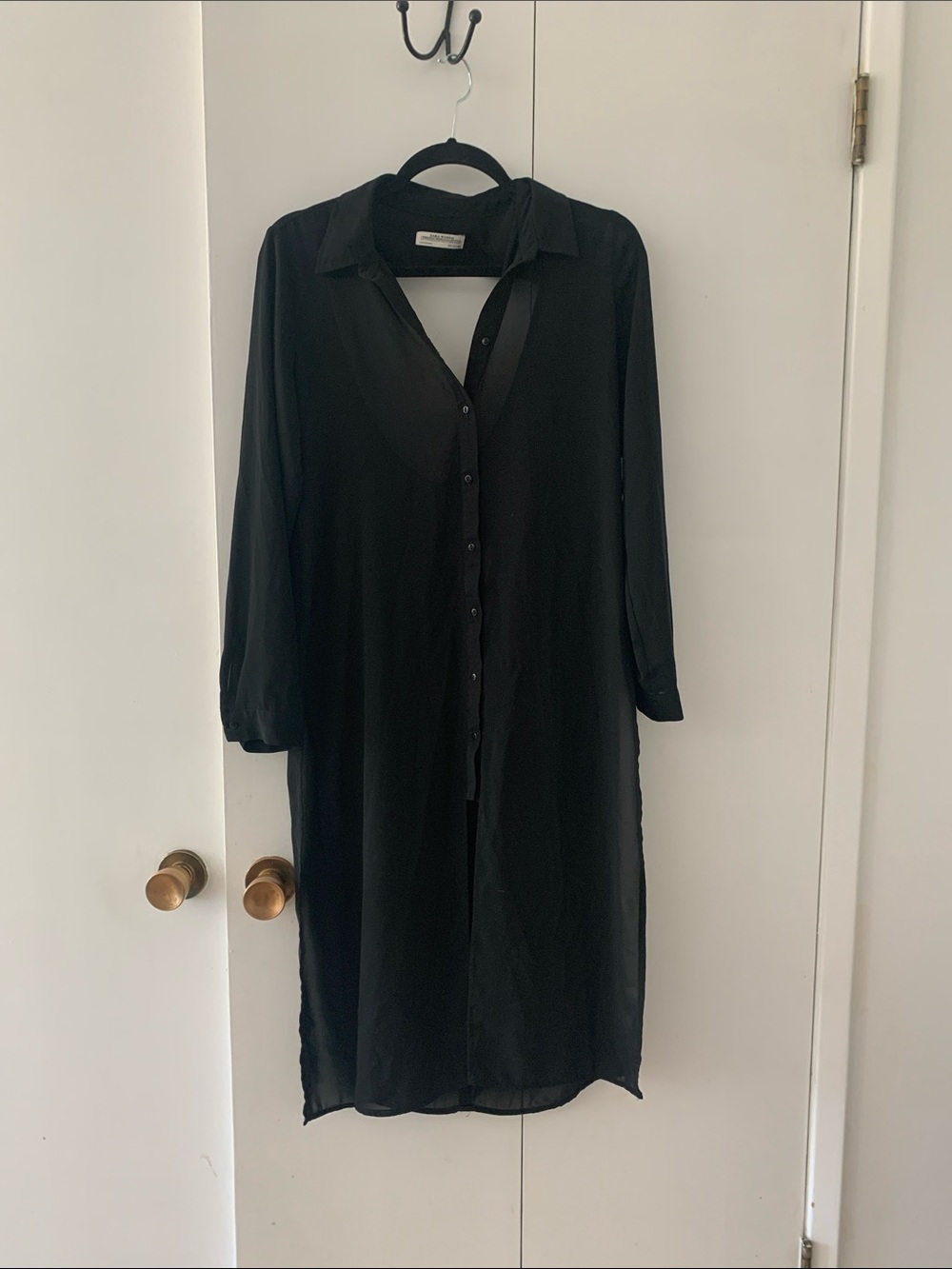 Zara Black Long Sleeve Button-Down Tunic